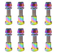 Lot de 8 boulons en titane M5x16 18/20 mm avec rondelle, vis à tête hexagonale, écrou de serrage for potence de vélo, verrouillage de fourche avant(Rainbow,M5x18mm)