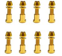 Lot de 8 boulons en titane M5x16 18/20 mm avec rondelle, vis à tête hexagonale, écrou de serrage for potence de vélo, verrouillage de fourche avant(Gold,M5x18mm)