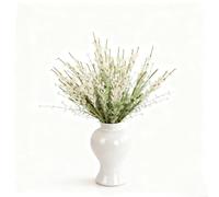 Lot de 8 bouquets de fleurs artificielles de jasmin d'hiver, fausses petites fleurs sauvages pour table de cuisine, centre de table, toile de fond de mariage (blanc)