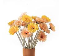 Lot de 8 bouquets de gerbera réalistes pour mariage, maison, jardin, décoration de fête (jaune clair)
