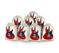 Lot de 8 bouquets de guitare électrique magique en coton et chanvre avec cordon de serrage - Réutilisables - Pour mariage, bricolage, fête (12 x 17 cm)