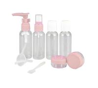 Lot de 8 bouteilles de voyage rechargeables approuvées à emporter avec pompe, pulvérisateur, couvercles à vis et pots de 10 ml | Comprend un entonnoir et une spatule pour un remplissage facile | Pour