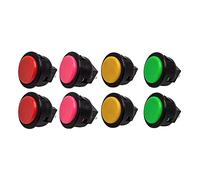 Lot de 8 Bouton Clipsable SEIMITSU PS-14-G Bord Noir Couleur: Personnalisable Arcade Retro Gaming