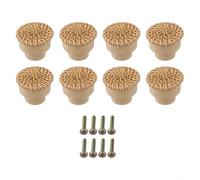 Lot de 8 boutons de commode bohème en rotin rustique