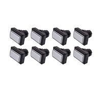 Lot de 8 Boutons de Jeu Arcade Lumineux Rectangle Grand Format Collerette Noire Couleur: Blanc Retro Gaming Bartop Jeux Vidéo