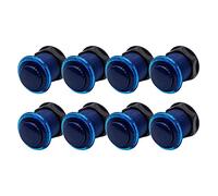 Lot de 8 Boutons de Jeu Arcade Standard Arcade Collerette Transparente 30 mm Couleur: Bleu Retro Gaming Bartop Jeux Vidéo