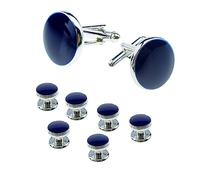 Lot de 8 boutons de manchette pour homme - Boutons de manchette et clous pour chemise de smoking - Pour mariage, Saint-Valentin, festival, anniversaire, remise de diplôme, 20mm x 18mm, Bleu, Cuivre