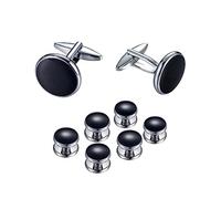 Lot de 8 boutons de manchette pour homme - Boutons de manchette et clous pour chemise de smoking - Pour mariage, Saint-Valentin, festival, anniversaire, remise de diplôme, 20mm x 18mm, Noir, Cuivre