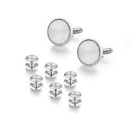 Lot de 8 boutons de manchette ronds pour homme, taille unique, Métal, Pas de gemme