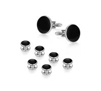 Lot de 8 boutons de manchette ronds pour homme, taille unique, Métal, Pas de gemme