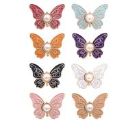 Lot de 8 boutons de réglage de la taille - En forme de papillon - Outils de fixation de vêtements réutilisables - Pas de décoration de - Pinces pour manteau, veste, bleu
