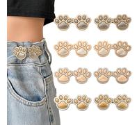 Lot de 8 boutons de serrage à boutons en forme de patte de chat pour pantalon - Clips réglables sans couture amovibles pour pantalons, jupes, robes et chemises, ajusteurs de taille instantanés