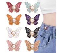 Lot De 8 Boutons Pour Jeans, Tendeur De Taille En Forme De Papillon, Tendeur De Taille De Pantalon Réglable, Sans Coutures Ni Outils, Épingles À Boutons Instantanées Pour Pantalons, Jupes, Manches