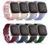 Lot de 8 bracelets de sport compatibles avec Fitbit Versa 2/Fitbit Versa/Versa Lite/Versa SE/Bracelets classiques en silicone souple pour montre connectée Fitbit Versa 2 Unisexe (lot de 8 B, L)