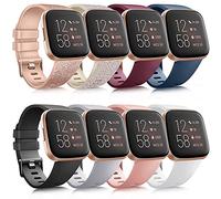 Lot de 8 bracelets de sport compatibles avec Fitbit Versa 2/Fitbit Versa/Versa Lite/Versa SE/Bracelets classiques en silicone souple pour montre connectée Fitbit Versa 2 Unisexe (lot de 8 A, grand)