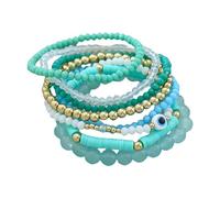 Lot de 8 bracelets élastiques tendance en résine et acrylique contre le mauvais œil pour femme