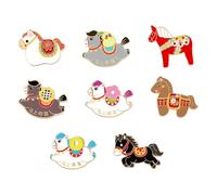 Lot de 8 broches offrant une fixation ferme célébrant l'année du cheval porte-bonheur - Broche facile à porter