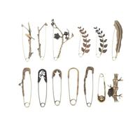 Lot de 8 broches vintage en bronze pour pull, écharpe, cardigan, costume, grande broche, décoration en forme de plumes