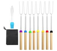 Lot de 8 brochettes télescopiques pour barbecue - En acier inoxydable - Marshmallow - Pour feu de camp, fourchette à barbecue - Extensible - Pour camping, barbecue, extérieur, 31 à 81 cm