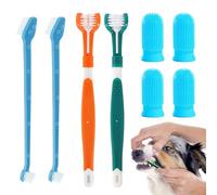 Lot de 8 Brosses à Dent pour Chien - 2 Triple Tête, 4 pour Doigts, 2 Doubles - Kit de Nettoyage Dentaire pour Petits, Moyens et Grands Animaux