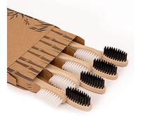 Lot de 8 brosses à dents à poils souples en bambou, biodégradables, respectueuses de l'environnement, en bois naturel, brosse à dents végétalienne en charbon de bambou biologique