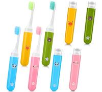 Lot de 8 brosses à dents pliables et compactes à poils souples pour le camping, la randonnée, 4 couleurs