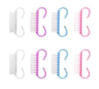 Lot de 8 brosses à récurer pour ongles avec poignée en plastique - Outils de manucure pour homme et femme - Peuvent être utilisés sur les mains et les pieds (rose/violet/bleu/transparent)