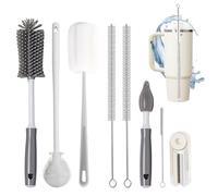 Lot de 8 brosses de nettoyage pour bouteille d'eau compatibles avec Stanley, kit de nettoyage multifonction avec longue paille en nylon, nettoyeur 3 en 1 et nettoyeur de tasse en silicone à long