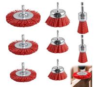 Lot de 8 brosses en nylon, fil de nylon avec tige hexagonale de 1/4" pour perceuse, 8 tailles de brosses de perçage en nylon pour enlever la rouille et le fil de ponçage