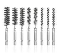 Lot de 8 brosses métalliques pour perceuse, chaudière en acier inoxydable avec tige hexagonale 1/4, brosse cylindrique 1/4, embout de brosse pour visseuse sans fil pour ponceuse à percussion, 8-25 mm