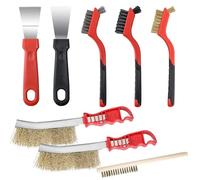 Lot de 8 brosses métalliques revêtues de cuivre, brosse métallique en acier inoxydable carbone avec grattoir en métal, brosse métallique en laiton, brosse métallique manuelle pour le nettoyage, le