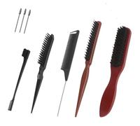 Lot de 8 brosses Sleek Bun Brush Boar Bristle Edges, brosse à cheveux, brosse à cheveux ondulée, brosse à cheveux coquine, pinceau à toupee, 3 pinceaux à eyelash, coiffures lisses, tresses, poils de