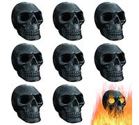 Lot de 8 bûches à gaz imitées en Forme de crâne Humain pour cheminées intérieures ou extérieures, fabriquées en métal, durables Pendant Plus de 10 Ans, foyers décoratifs d'halloween en Forme de crâne