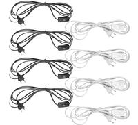 Lot de 8 câbles d'alimentation avec fiche et interrupteur, 1,80 m - Câble de raccordement avec fiche européenne - H03VVH2-F2 x 0,75 mm² - Pour lampes, ampoules (noir + blanc)