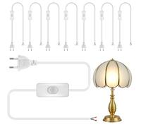 Lot de 8 câbles d'alimentation avec prise et interrupteur - Câble de raccordement noir de 1,80 m - Câble de raccordement avec prise européenne - H03VVH2-F2 x 0,75 mm² - Pour lampes, lampes, lampes,