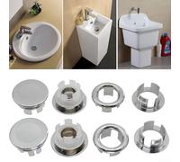 Lot de 8 cache-trous en plastique ABS chromé pour lavabo de salle de bain Argenté