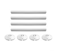 Lot de 8 cache-tuyaux de radiateur pour tuyaux de 15 mm, manchons effet chromé offrant une couverture élégante pour tuyaux de radiateur de salle de bain et finition sans couture (blanc)