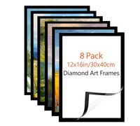 Lot de 8 cadres d'art diamant de 30 x 40 cm, adaptés pour une photo de 25,4 x 38,1 cm, autocollants pour décoration d'intérieur, mur et bureau (noir, 8 pièces)