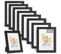 Lot de 8 cadres photo en bois - Noir - 13 x 18 cm - Format A4 - À suspendre et à poser - Pour la maison, le bureau, l'école, le collage, les portraits et certificats