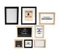 Home Deco Factory – Cadres photo mural en bois – 1x15x20 + 3x13x18 cm – Noir/Blanc/Marron