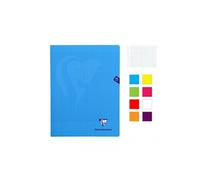 Clairefontaine 313741AMZC Lot de 8 Cahiers Agrafés Mimesys - 17x22 cm - 96 Pages Grands Carreaux - Papier Blanc 90 g - Couverture Polypro (Bleu, Rouge, Vert, Jaune, Violet, Orange, Rose, Incolore)