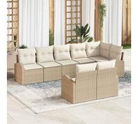 Lot de 8 canapés de jardin avec coussins, 289 x 124 x 85 cm, en rotin synthétique, modulaires, pour terrasse et jardin, résistant aux intempéries