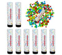 Lot de 8 canons à confettis - 20 cm - Convient également pour les enfants - Shooter de fête - Confettis colorés, dorés ou argentés - Pour anniversaire d'enfant, fête, mariage, Nouvel An