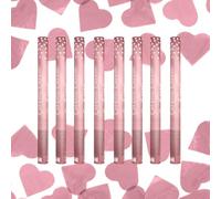 Lot de 8 Canons à Confettis Cœurs Or Rose 60 cm - Portée 6 à 8 m - Lanceur Confettis Mariage Sortie des Mariés Pluie Métallique Air Comprimé - Zenda Club