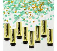 Lot de 8 canons à confettis pour révélation du sexe, mariage, anniversaire, remise de diplôme, fête prénatale, anniversaire, Noël, Nouvel An, fournitures de fête amusantes (vert + or)