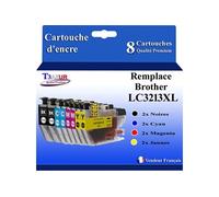 - Lot de 8 Cartouches compatibles avec Brother DCP-J497DW, DCP-J572DW, DCP-J772DNW, DCP-J772DW, DCP-J774DW, LC3213, LC3213XL (Noir et Couleur)
