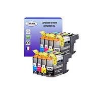 T3AZUR- Lot de 8 Cartouches compatibles avec Brother LC223 XL pour Brother DCP-J4120DW, DCP-J562DW Noir, Cyan, Magenta, Jaune