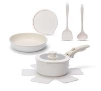Lot de 8 casseroles et poêles antiadhésives, avec poignée amovible, ensemble de poêles à induction pour camping-car, passe au four, sans PFOA