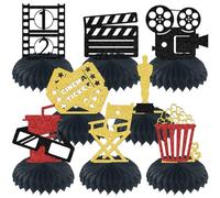 Lot de 8 centres de table en nid d'abeille sur le thème du film comédie - Décoration de table de films - Décoration de fête d'anniversaire pour enfants sur le thème du film hollywoodien - Fournitures