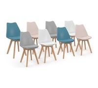 Lot de 8 chaise de bureau id market en bois non empilable non pliable interieur H. 79.5 cm bleu gris G